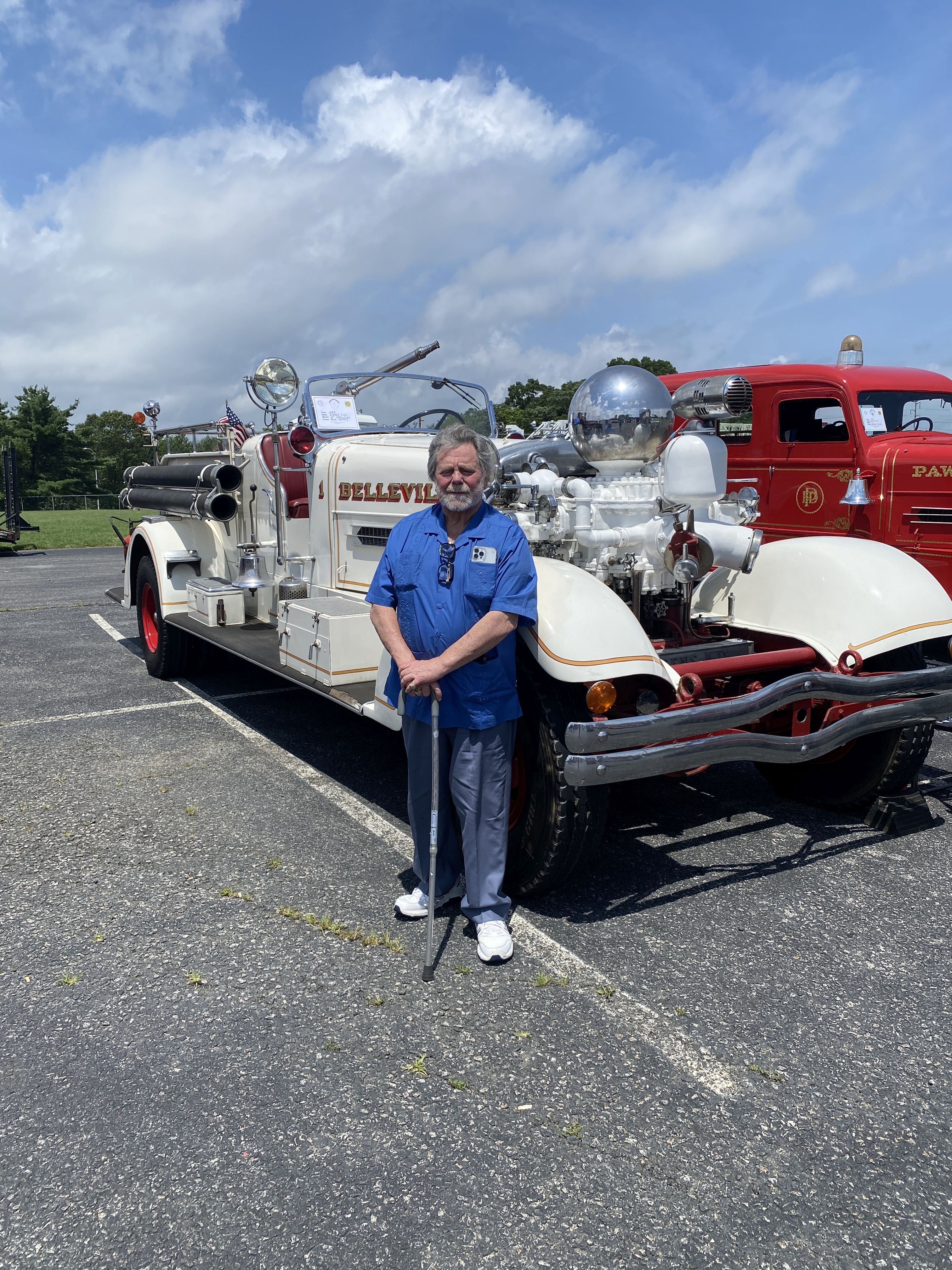 Dick Shappy with his 1939 Ahrens Fox HT Hercules from Belleville, New Jersey
